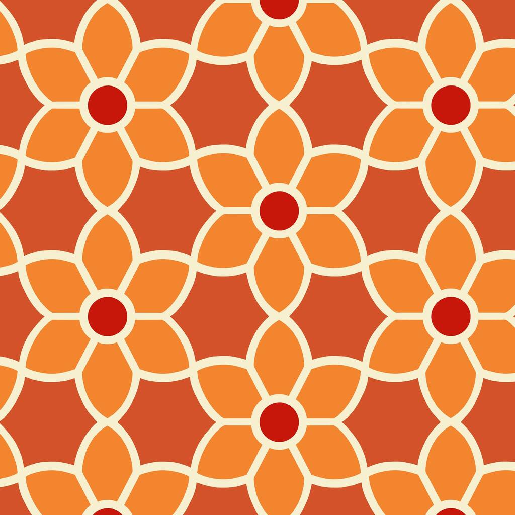 Botanical Hastings Flora Orange Geometric Floral 33' L X 20.5" W Wallpaper Roll