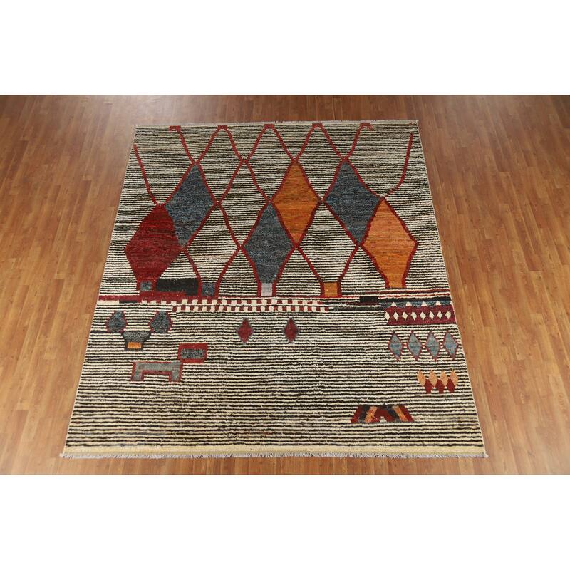Trellis Moroccan Oriental Area Rug Handmade Living Room Wool Carpet - 8'5" x 9'9"