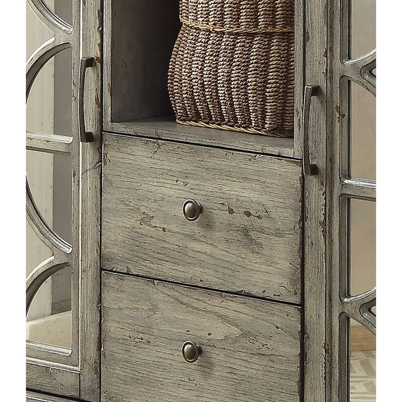 Velika Weathered Finish Console Table w/ 1 Open Compartment Storage