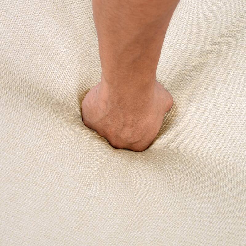 Roomfitters Outdoor Patio Lounge Chair, Acacia Wood Frame with Beige Cushions, Modern Club Chair for Garden Deck