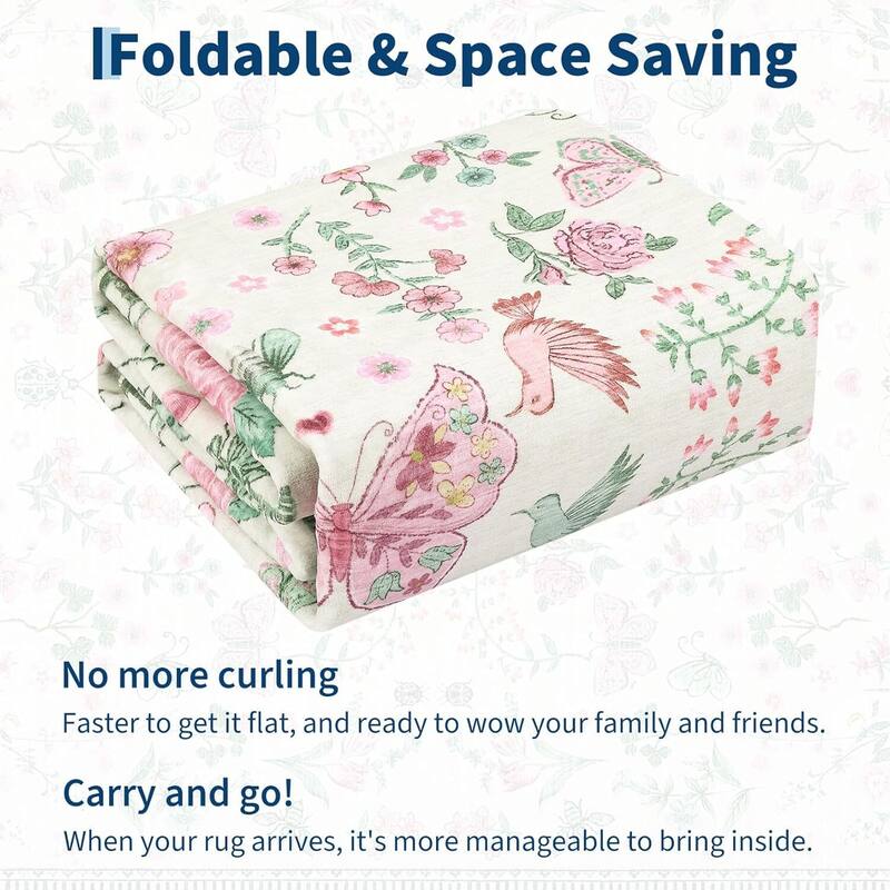 Modern Floral Machine Washable Indoor Waterproof Area Rug for Bedroom, Living Room, Pink - 2' x 3'