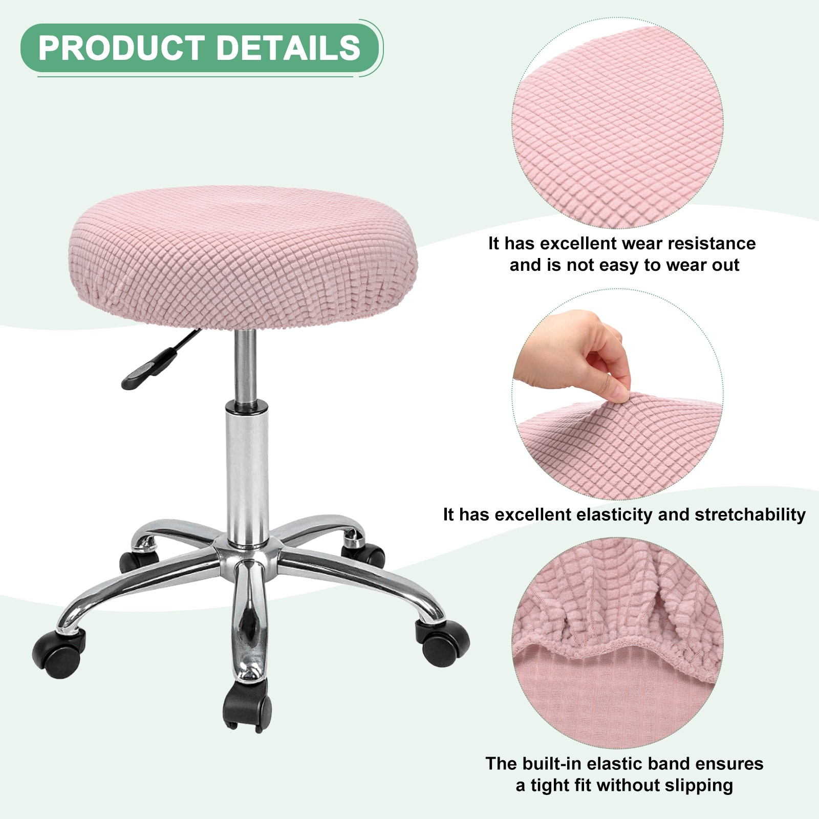Bar Stool Covers Round Polyester Corn Grid Seat Covers with Elastic Bands