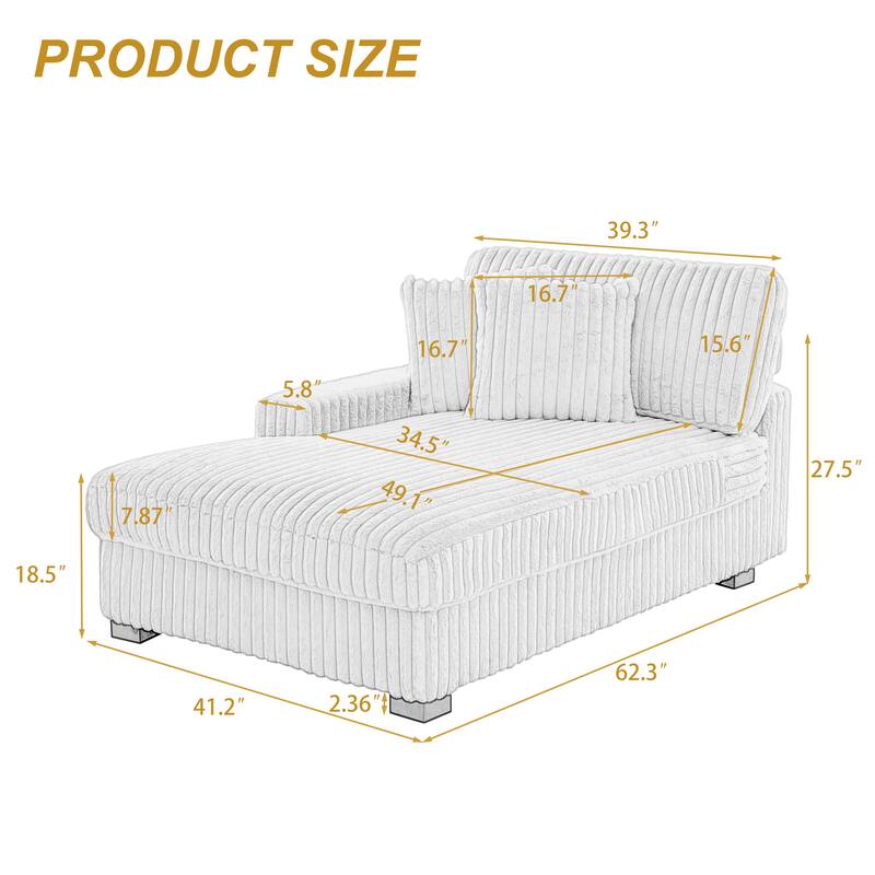 Plush Corduroy Chaise Armchair Modular Lounge Sectional Corner Sofa