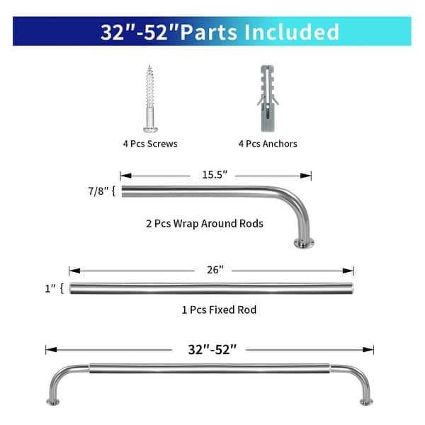 dimension image slide 8 of 25, Energy-saving Wraparound Adjustable French Blackout Curtain Rod Set