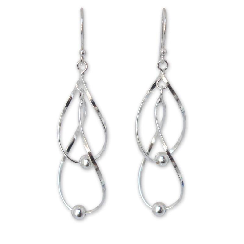 Handmade Sterling Silver Fabulous White Dangling Style Earrings (Thailand) - Sterling Silver - Sterling Silver - White