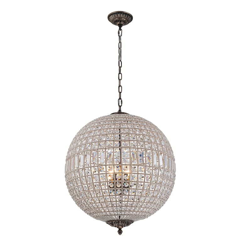 1/3/5-Light Vintage And Glam Antique Bronze Crystal Globe Chandelier Ornate Sphere Pendant Light