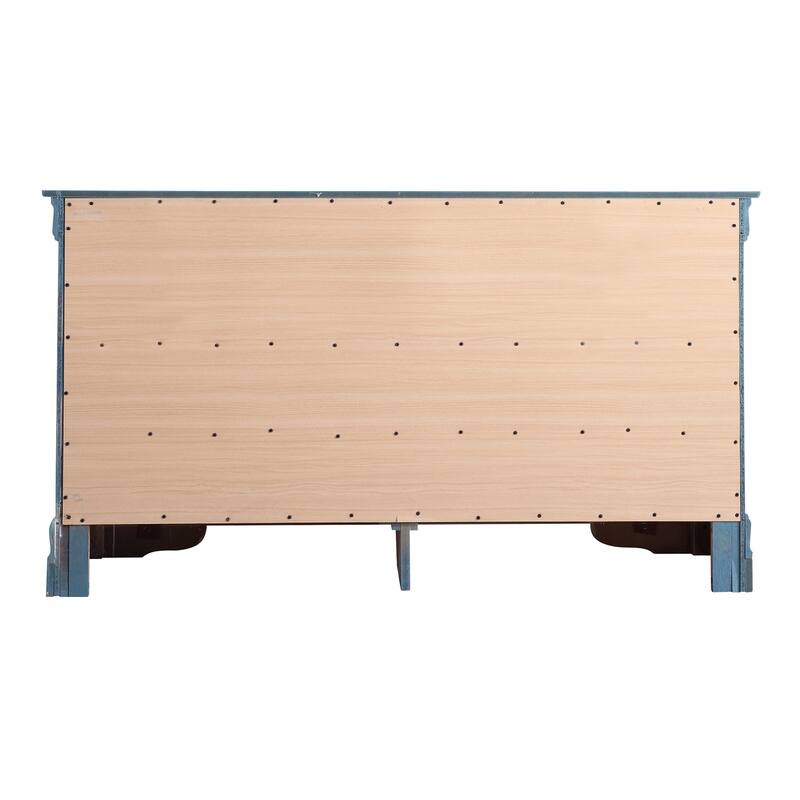 6-Drawer Double Dresser - Teal Finish, 60" Wide, Dovetail Drawers, Modern Bedroom Storage