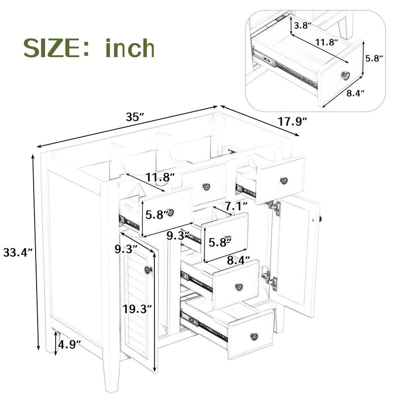 Modern Bathroom Vanity without Sink, Cabinet Base Only