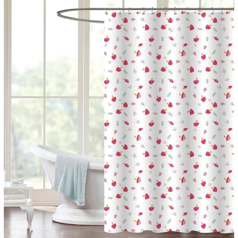 Novelty Peva 13-piece Shower Curtain with Hooks No liner needed - Mushroom