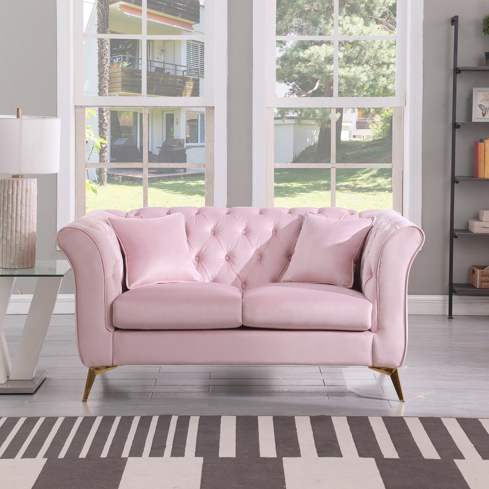 Velvet tufted sale loveseat