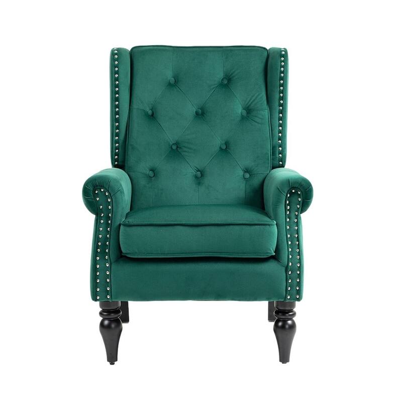 Transitional Wingback Accent Chair Armchair with Sturdy Wood Legs