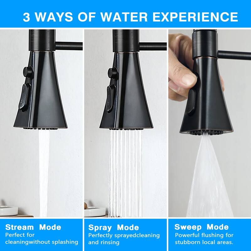 Single Handle Pull Down Sprayer Kitchen Faucet with Oil Rubbed Bronze