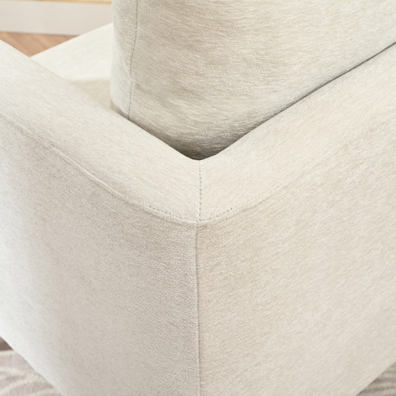 Beige Modern 26.77" Upholstered Arm Chair with Solid Wood Legs and Waist Pillow