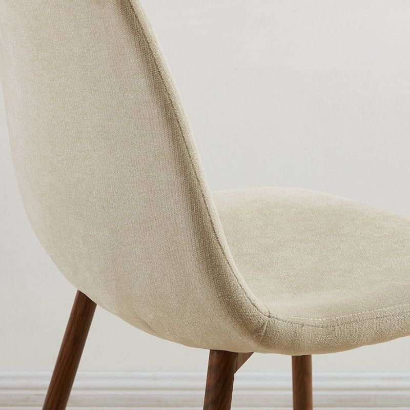 Set of 4 Beige and Brown Contemporary Side Chairs 34.25"