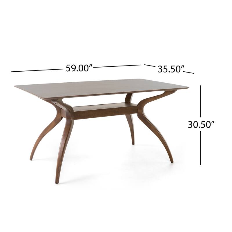 Carson Carrington Lund Mid-Century 5-piece Large Wood Rectangular Dining Set with Curved Legs by Christopher Knight Home