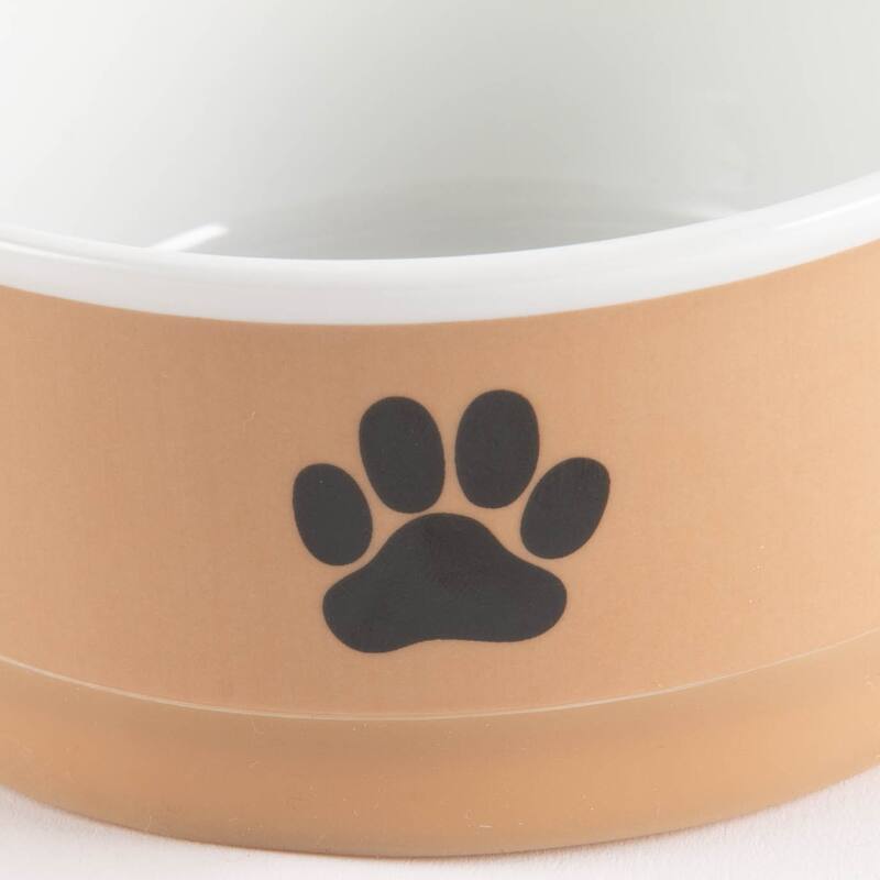 DII Pet Bowl Black Paw Print Gray Small 4.25dx2h (Set of 2)