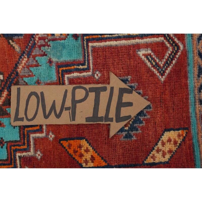 Hand Knotted Oriental 100% Wool Carpet Traditional Geometric Oranges & Rust Ardebil Runner Rug - 10' 6'' X 2' 11''