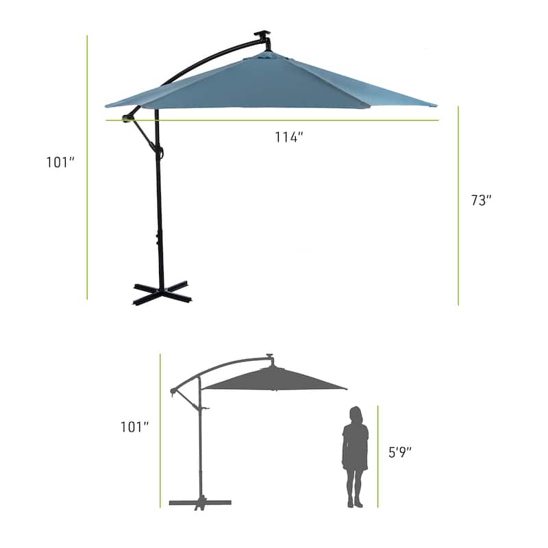 Glam 10-foot Solar LED & UV 50+ Cantilever Umbrella (No Base)