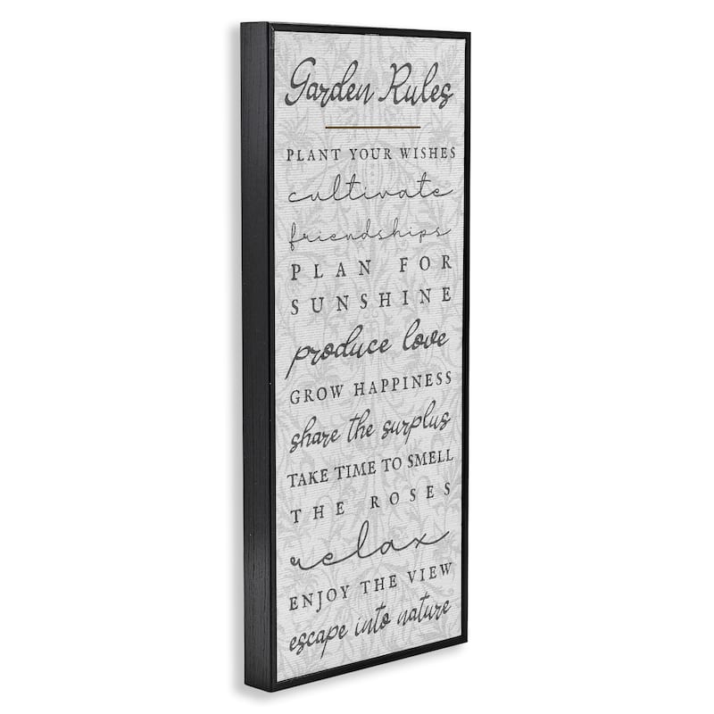Stupell Garden Rules on Floral Pattern Framed Giclee Art Design By Lil' Rue