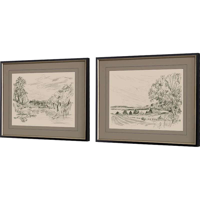 Sepia Scenes II S/2 Framed Art Giclee Under Glass - Brown