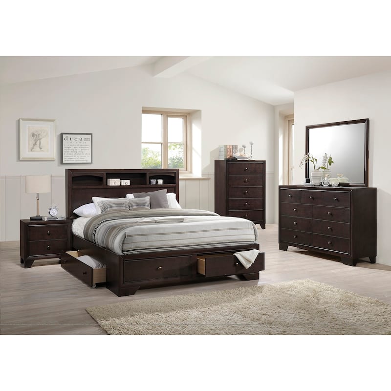 Modern Bedroom Nightstand,2 Drawers Bed Side Table Rubberwood