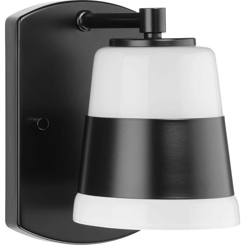 Haven Collection One-Light Matte Black Opal Glass Luxe Industrial Bath Light - 4.75 in x 6.75 in x 7.87 in - 4.75 in x 6.75 in x 7.87 in