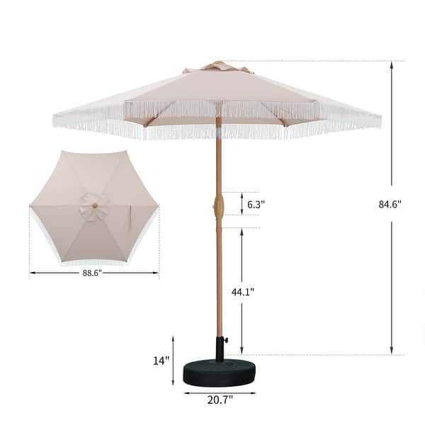 dimension image slide 2 of 16, Autlaycil 7.5FT Solar Patio Umbrella with Base and Tilt,Crank