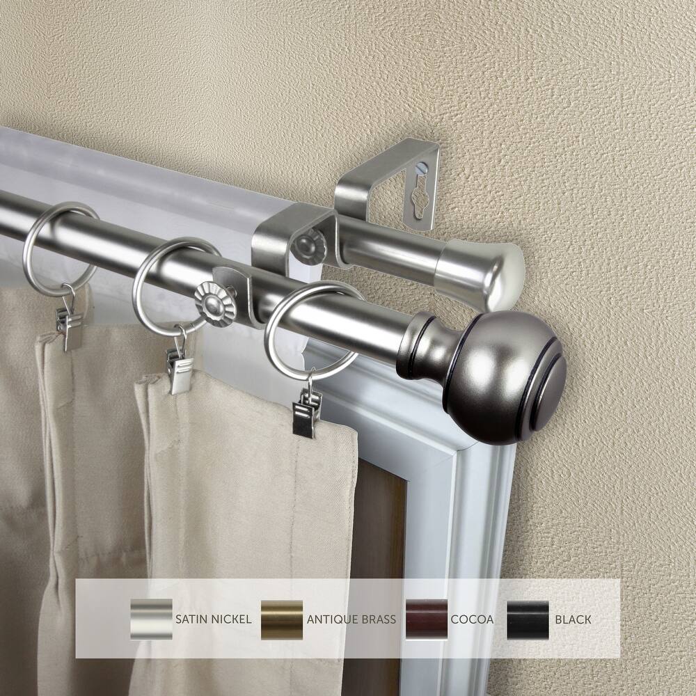 InStyleDesign Vesper Adjustable Double Curtain Rod 13/16 inch dia.