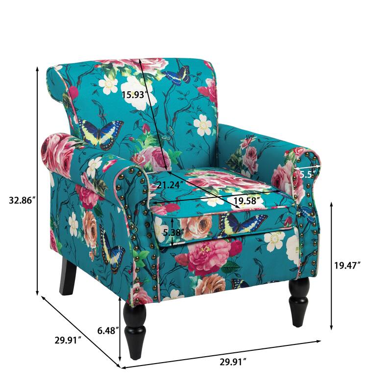 Living Room Armchair with Nailhead Trim - 29.9"W x 29.9"H x 32.9"D