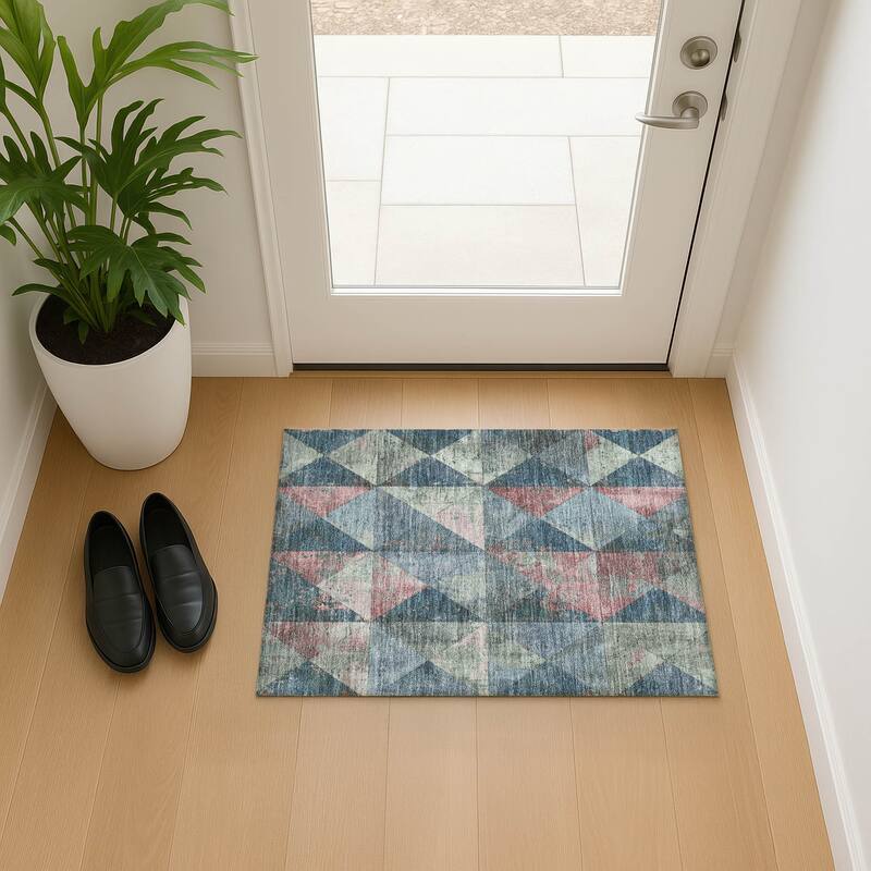Premium Washable Super Soft Diamond Mosaic Mayfield Rug - Denim - 1'8" x 2'6"