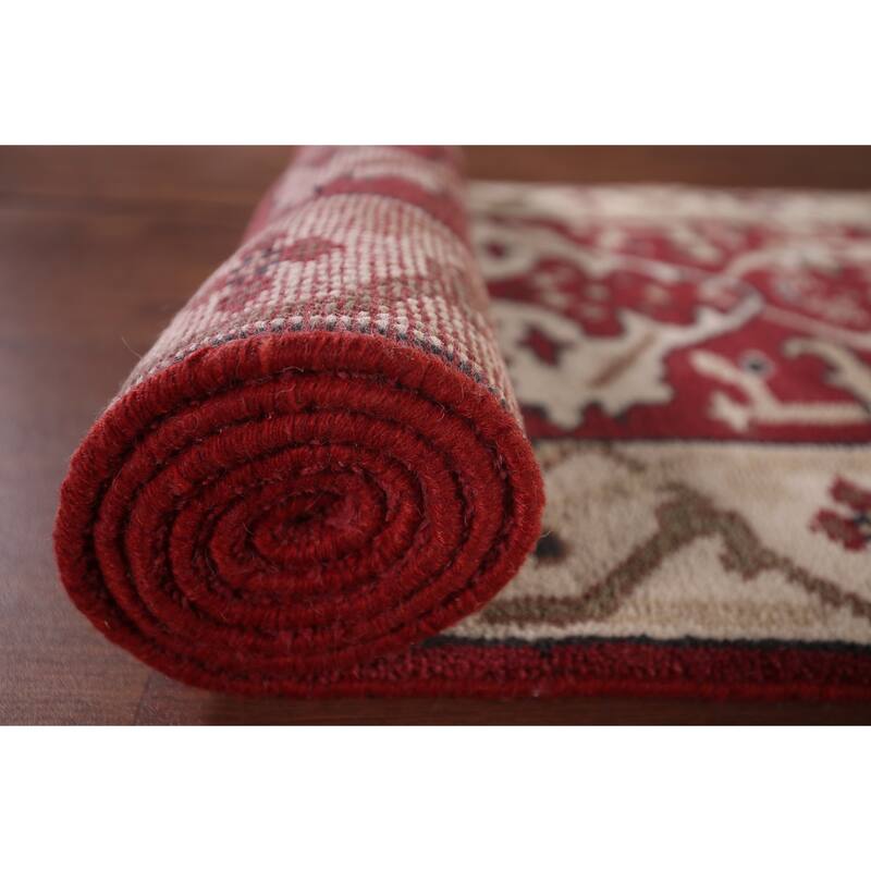 Red Oushak Oriental Runner Rug Handmade Wool Carpet - 2'8"x 7'10"