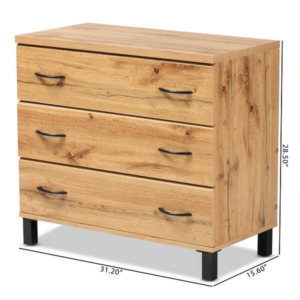 Baxton Studio Maison Modern and Contemporary Oak Brown Finish Wood 3-Drawer Storage Chest Baxton Studio Maison Modern and Contemporary Oak Brown Finish Wood 3-Drawer Storage Chest