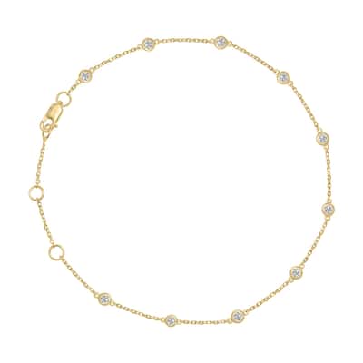 Marquee 1/4 Carat TW Bezel Set Lab Grown Diamond Station Bracelet in 14K Yellow Gold