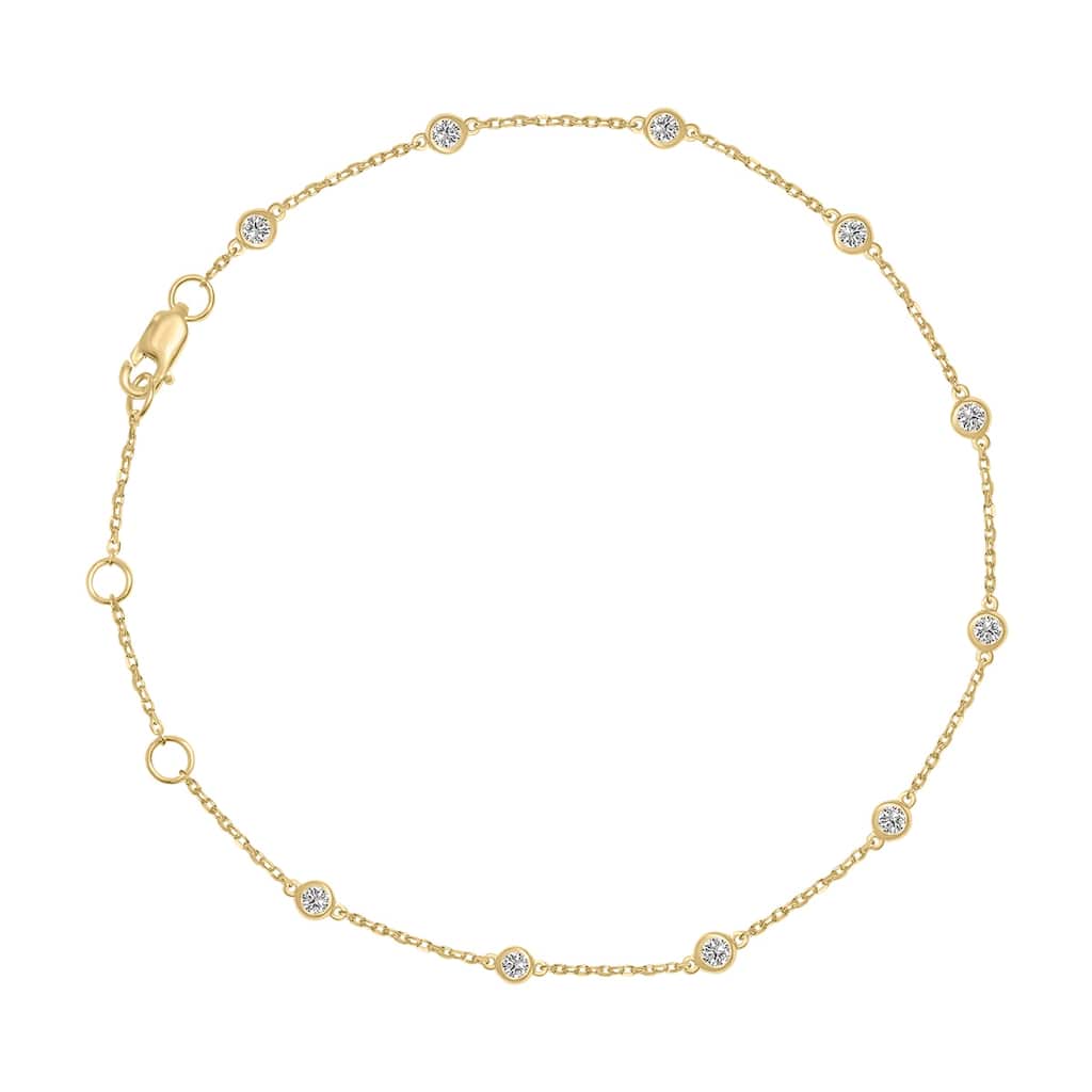 Marquee 1/4 Carat TW Bezel Set Lab Grown Diamond Station Bracelet in 14K Yellow Gold