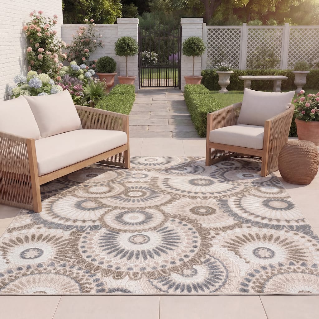 SAFAVIEH Cabana Marii Indoor/ Outdoor Waterproof Patio Floral Rug