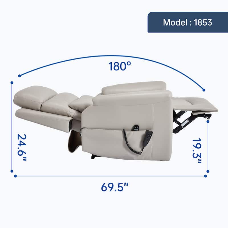350 Lbs Leatherair Power Lift Recliner Chair, Heavy Duty Motion Mechanism With 8-Point Vibration Massage And Lumbar Heating