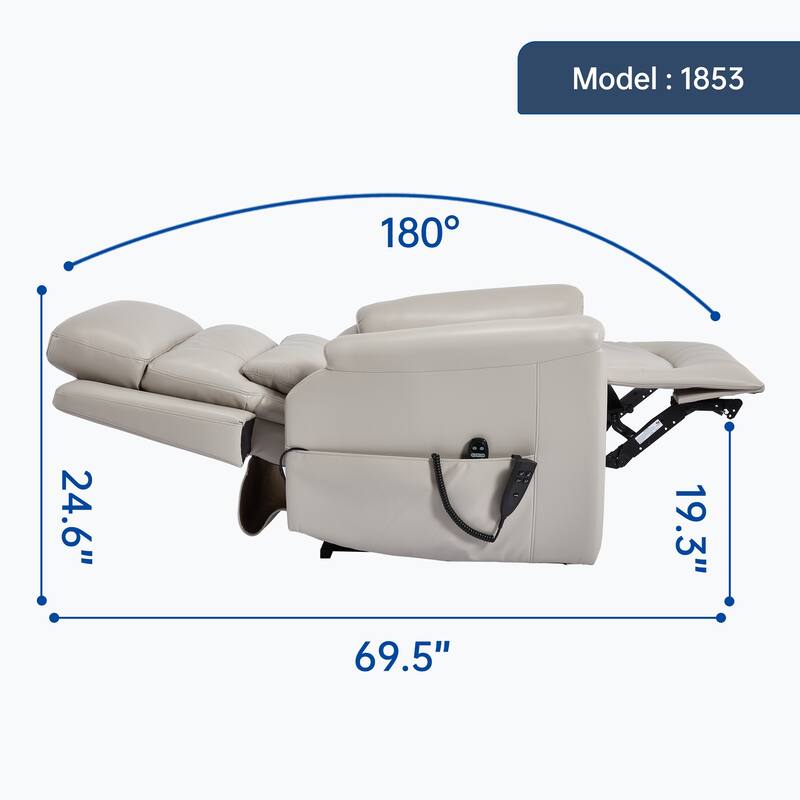 Dual Motor Power Lift Recliner Chair, Electric Recliners with Massage & Heating, Sofa Chair with Cup Holders & Side Pockets