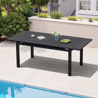 Extendable Outdoor Patio Dining Table Aluminum frame for 8 Persons