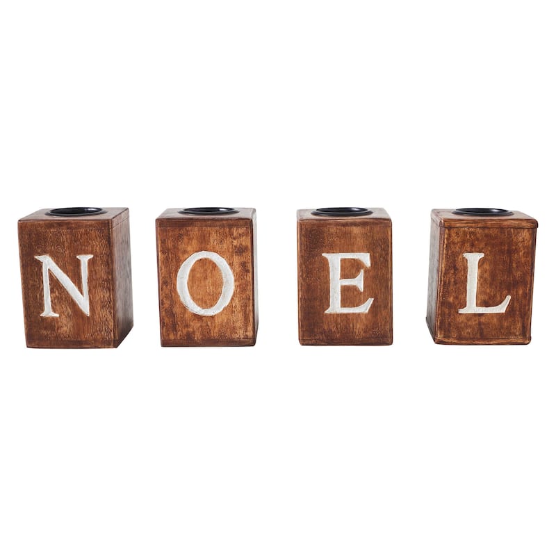 Tealight Holders NOEL Cube Set of 4 4x3x3