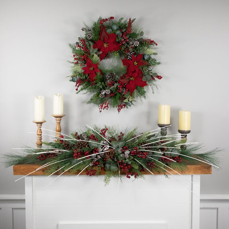 Berries and Birch Twigs Artificial Pine Christmas Swag - 62" - Unlit