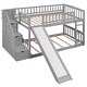 preview thumbnail 11 of 32, Twin Over Twin Bunk Bed With Two Drawers With Convertible Ladder And Slide For Bedroom
