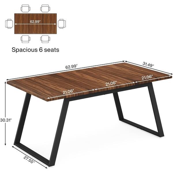 63 Inch Rustic Large Dining Table for 6 - Bed Bath & Beyond - 39894627