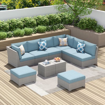 Corvus 10-piece Grey Sectional Conversation Sofa Set