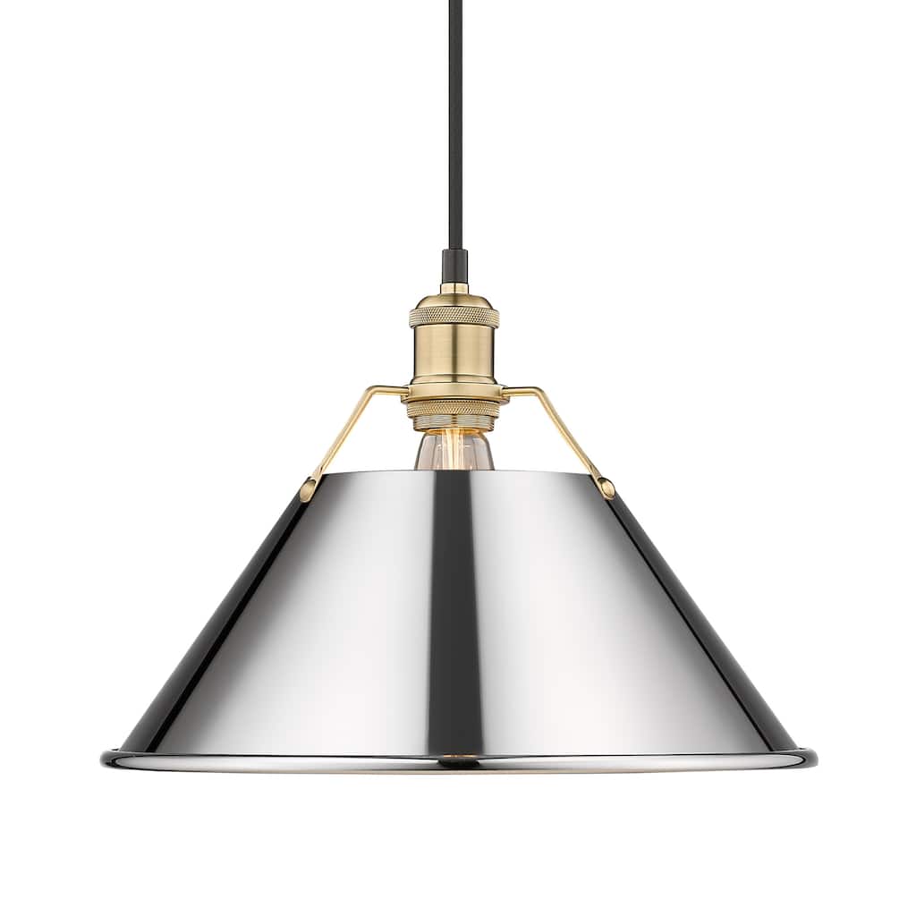 Yep by Golden Lighting Orwell 1-light 14in Pendant in Brushed Champagne Brass and Chrome shade - Gold