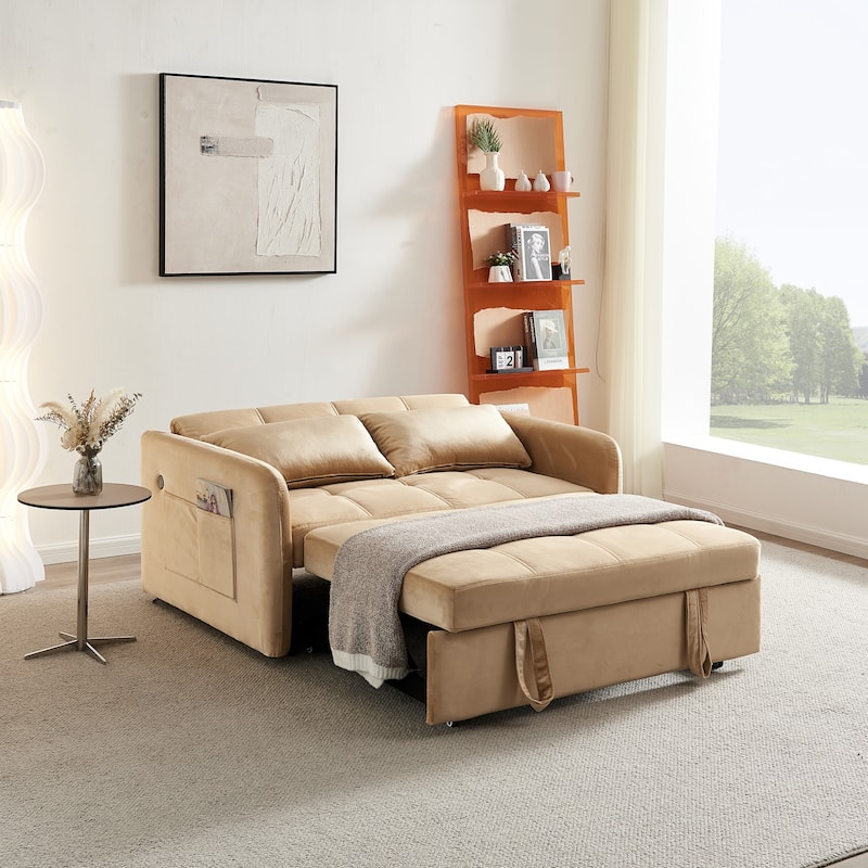 Velvet Sofa Bed 55.5" - Easy Assembly, Supportive Comfort