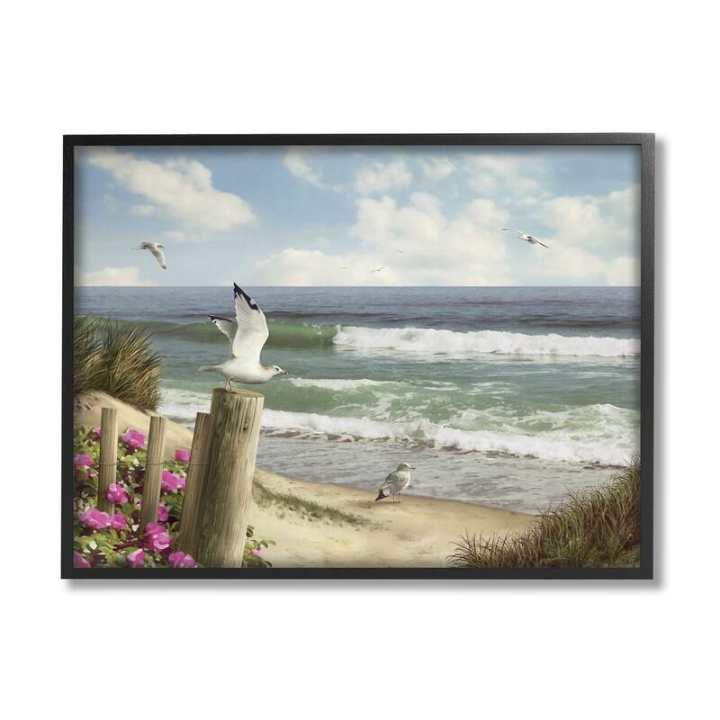 Stupell Endless Seas Beach Seagulls Framed Giclee Art by Alan Giana