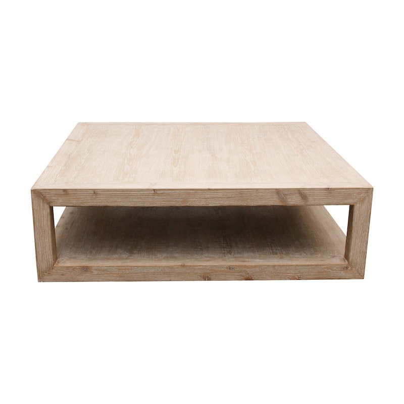 Artissance Versatile Peking Grand Framed Square Coffee Table With Weathered White Wash, 50 Inch Long