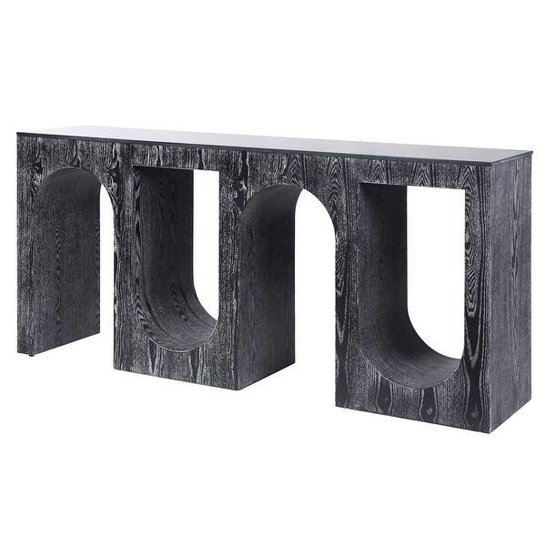 Console Finials Harp & Finial - Ulysses Console - Black With White Wash Finish On ...
