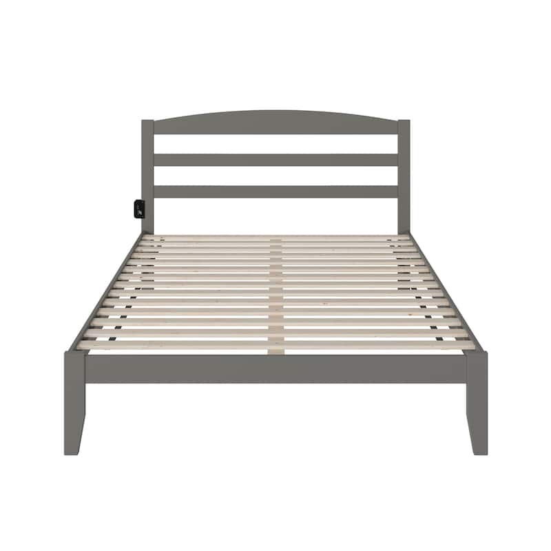 Queen Bed Frame with Headboard - Rustic Platform Bed, Grey Finish, Durable Wood Slat Support