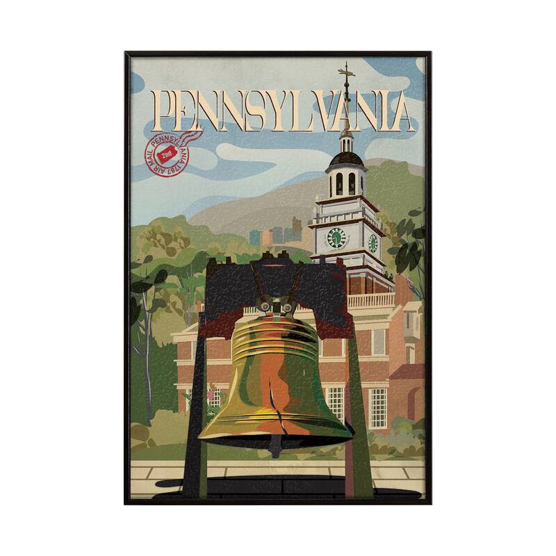 Pennsylvania Go USA by Mercana Studio a Hand Embellished Framed Art Print Series - 10.5 x 15.5 - Black